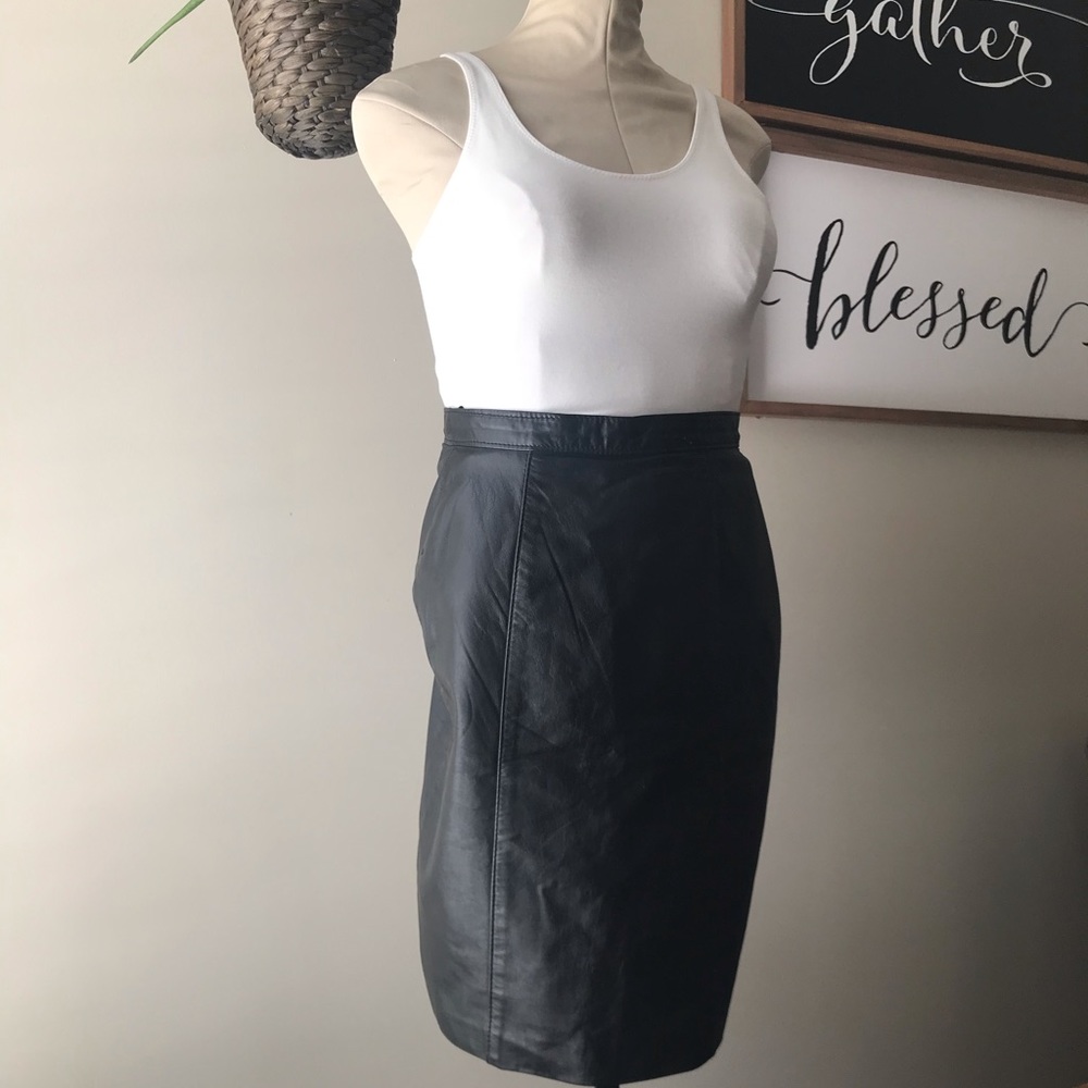 Vintage 100% Leather Pencil Skirt
